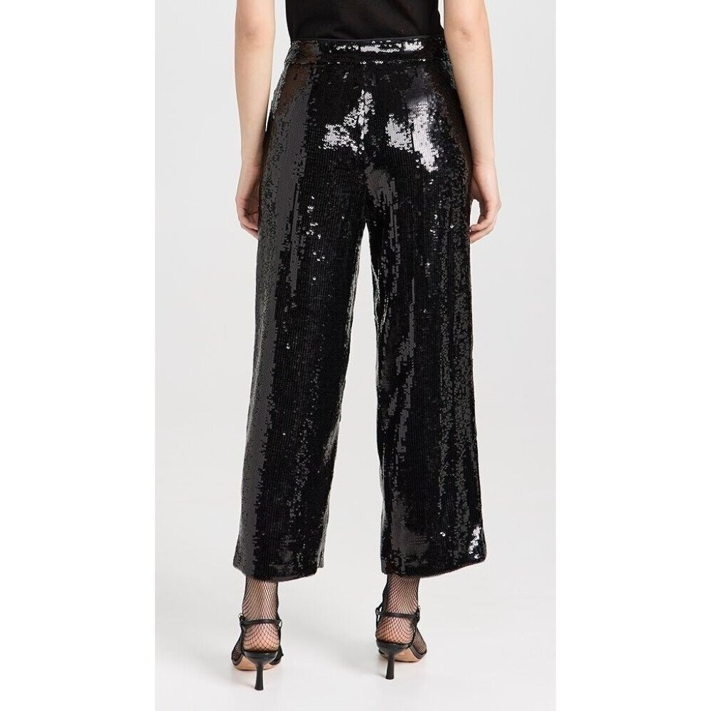 NWT Theory Relax Straight Ankle Crop in Black Allover Sequin Pants 2 $395 - Picture 2 of 11
